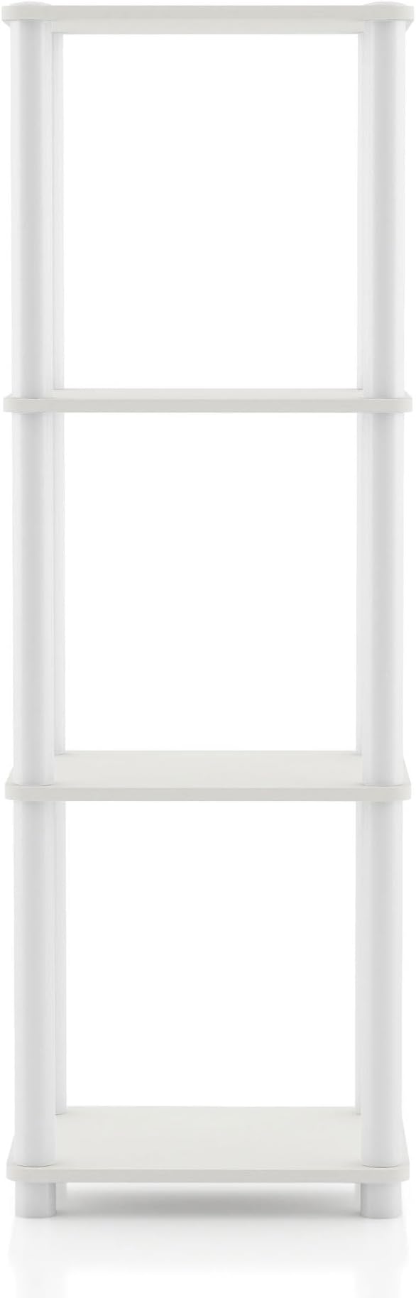 HOMES: Inside + Out Apexa Modern 4-Tier Narrow Shelving Units, Collectibles Display Shelves, Easy Assembly Standing Shelf, Home Storage Organizer for Living Room, Bedroom, Office, White