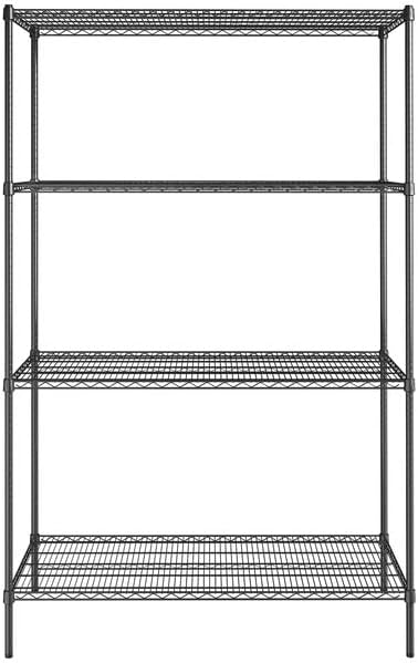 24" x 54" NSF Black Epoxy 4-Shelf Kit with 86" Posts, Heavy Duty Storage Shelving, Wire Shelving Kit, NSF Commercial Storage Rack Unit