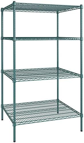 30" x 36" NSF Green Epoxy 4-Shelf Kit with 64" Posts, Heavy Duty Storage Shelving, Wire Shelving Kit, NSF Commercial Storage Rack Unit