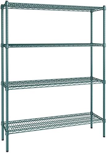 14" x 48" NSF Green Epoxy 4-Shelf Kit with 64" Posts, Heavy Duty Storage Shelving, Wire Shelving Kit, NSF Commercial Storage Rack Unit