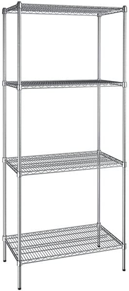 21" x 36" NSF Chrome 4-Shelf Kit with 86" Posts, Heavy Duty Storage Shelving, Wire Shelving Kit, NSF Commercial Storage Rack Unit