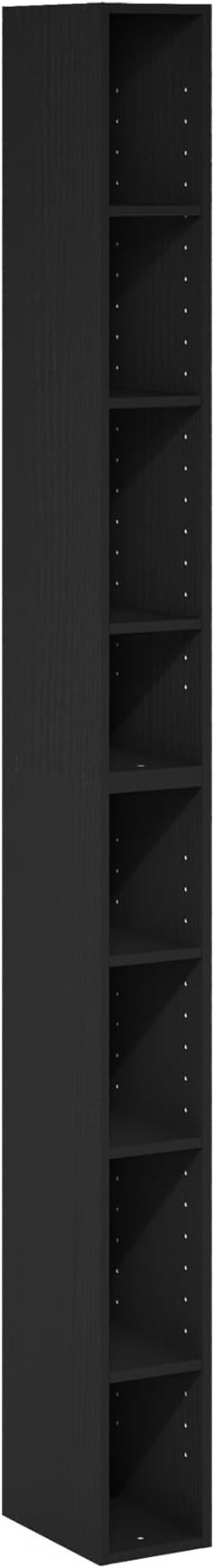 Furinno Fulda 8-Tier Space Saving Storage Shelf Bookcase, 6-Inch Width, Blackwood-NeatNest