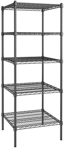 24" x 24" NSF Black Epoxy 5-Shelf Kit with 72" Posts, Commercial Storage Rack Unit, Heavy Duty Storage Shelving, Wire Shelving Kit, Adjustable Rack Strong Steel, Multipurpose Wire Shelf