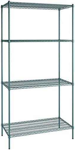 24" x 48" NSF Green Epoxy 4-Shelf Kit with 96" Posts, Heavy Duty Storage Shelving, Wire Shelving Kit, NSF Commercial Storage Rack Unit