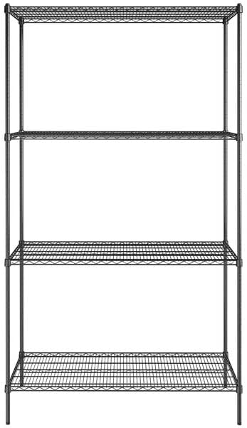 24" x 54" NSF Black Epoxy 4-Shelf Kit with 96" Posts, Heavy Duty Storage Shelving, Wire Shelving Kit, NSF Commercial Storage Rack Unit