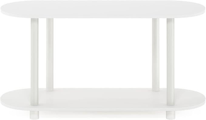 Furinno Turn-N-Tube No Tools Modern Oval Side Table, White/Virgin White-NeatNest