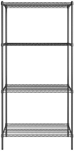 21" x 42" NSF Black Epoxy 4-Shelf Kit with 86" Posts, Heavy Duty Storage Shelving, Wire Shelving Kit, NSF Commercial Storage Rack Unit