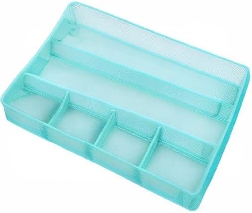Annova Desk Top Organizer Tray for Office Organization - Metal Mesh - Storage Tray with Dividers for Pens, Desktop Accessories, Bathroom, Kitchen, Makeup and Office Supplies (Large, Turquoise)-NeatNest