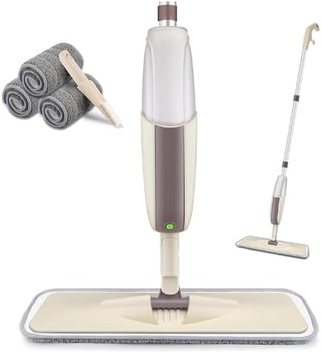 HOMTOYOU Spray Mops for Floor Cleaning: Wet Floor Mop with 3 Washable Microfiber Pads for Hardwood Laminate Wood Vinyl Ceramic Tiles Home Kitchen-NeatNest