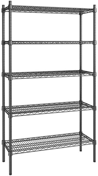 14" x 36" NSF Black Epoxy 5-Shelf Kit with 72" Posts, Commercial Storage Rack Unit, Heavy Duty Storage Shelving, Wire Shelving Kit, Adjustable Rack Strong Steel, Multipurpose Wire Shelf