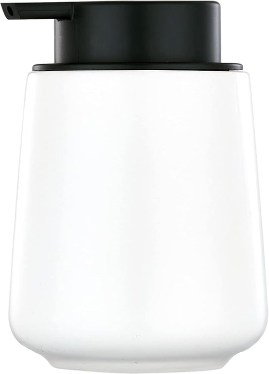 12Oz White Soap Dispenser - Modern Ceramic Lotion Hand Soap Dispenser with Easy-to-Press Black Pump, Reusable and Refillable Liquid Dish Soap Dispensers for Bathroom & Kitchen-NeatNest