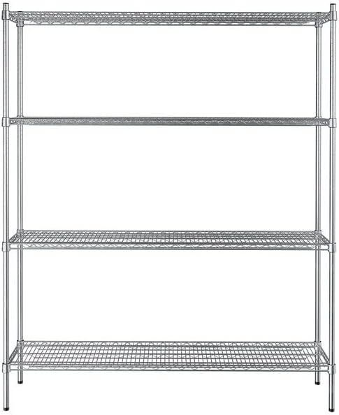 14" x 60" NSF Stainless Steel 4-Shelf Kit with 74" Posts, Heavy Duty Storage Shelving, Wire Shelving Kit, NSF Commercial Storage Rack Unit