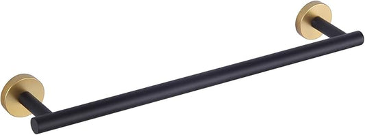 GERZWY SUS 304 Stainless Steel 18-Inch Bathroom Towel Bar Modern Round Style Bath Towel Bar Wall Mount (Black & Gold) AG1101C45-BD