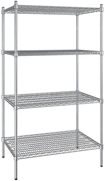 24" x 36" NSF Stainless Steel 4-Shelf Kit with 64" Posts, Heavy Duty Storage Shelving, Wire Shelving Kit, NSF Commercial Storage Rack Unit