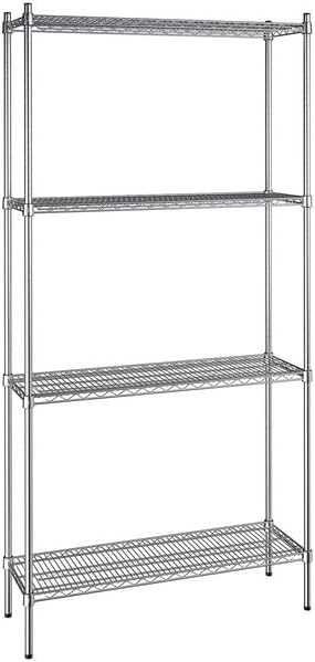 14" x 42" NSF Chrome 4-Shelf Kit with 86" Posts, Heavy Duty Storage Shelving, Wire Shelving Kit, NSF Commercial Storage Rack Unit