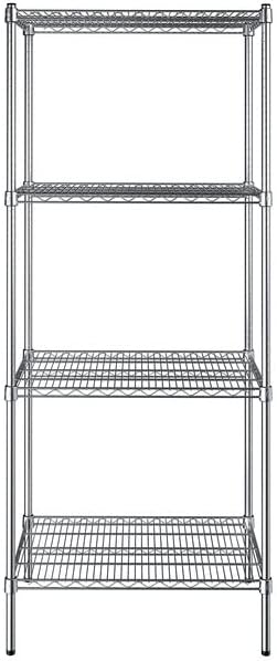 21" x 30" NSF Chrome 4-Shelf Kit with 74" Posts, Heavy Duty Storage Shelving, Wire Shelving Kit, NSF Commercial Storage Rack Unit
