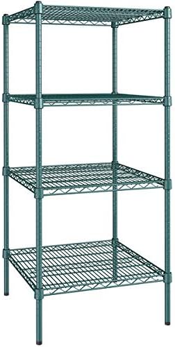 24" x 24" NSF Green Epoxy 4-Shelf Kit with 54" Posts, Heavy Duty Storage Shelving, Wire Shelving Kit, NSF Commercial Storage Rack Unit