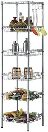 6 Tier Adjustable Storage Shelf Metal Storage Rack Wire Shelving Unit Storage Shelves for Pantry Closet Kitchen Laundry Bathroom (Silver15-6-Tier)