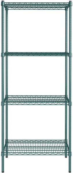 18" x 30" NSF Green Epoxy 4-Shelf Kit with 74" Posts, Heavy Duty Storage Shelving, Wire Shelving Kit, NSF Commercial Storage Rack Unit