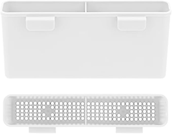 SANNO Utensil Drying Rack, Plastice Utensil Silverware Storage Holder fit for Dish Rack Over Sink, Chopsticks/Spoon/Fork/Knife Drainer Basket Flatware Storage Drainer,White, 7.75"×1.5"-NeatNest