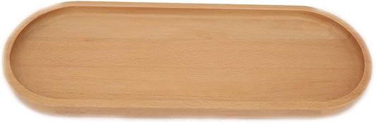 Fermus Wooden Tray 12.5 Inch Long Jewelry Dish Cosmetics Organizer Bathroom Clutter Wood Decorative Serving Platter Small Storage Tray, Oval (1 Pack)