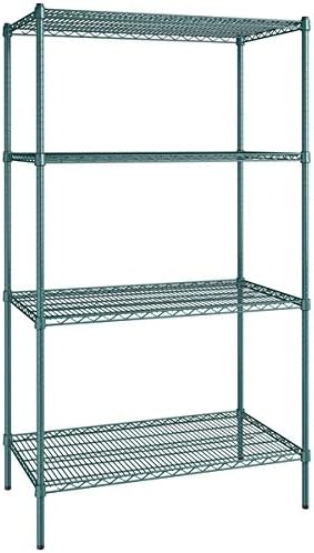 24" x 42" NSF Green Epoxy 4-Shelf Kit with 74" Posts, Heavy Duty Storage Shelving, Wire Shelving Kit, NSF Commercial Storage Rack Unit