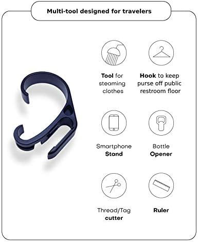 Travel Tool Over shower door hook Traveler's Steamer Clip Hook, Over The Door Hanger for Shower, Heavy Duty Clip Hooks for Clothes Bottle Opener & Phone Stand - 1 pack