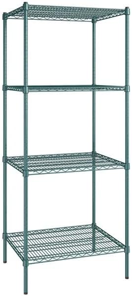 24" x 30" NSF Green Epoxy 4-Shelf Kit with 74" Posts, Heavy Duty Storage Shelving, Wire Shelving Kit, NSF Commercial Storage Rack Unit
