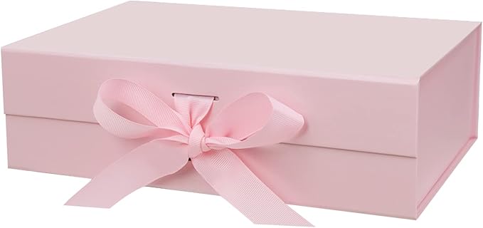 10.5"X7.5"X3.1" Pink Magnetic Gift Box with Lid and Ribbon for Presents-NeatNest