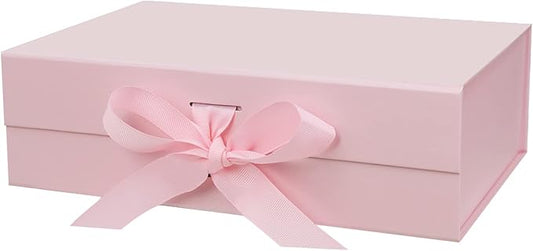 10.5"X7.5"X3.1" Pink Magnetic Gift Box with Lid and Ribbon for Presents-NeatNest