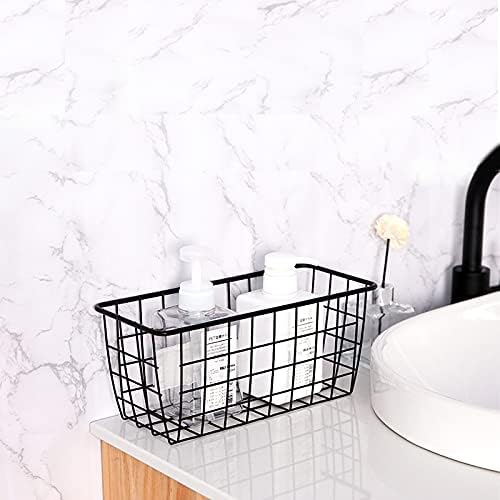 LeleCAT Small Wire Stroage Baskets, Wire Baskets for Kitchen Cabinets, Pantry, mall bags of tea and seasoning packets, Bathroom, Black, 2 Pack-NeatNest