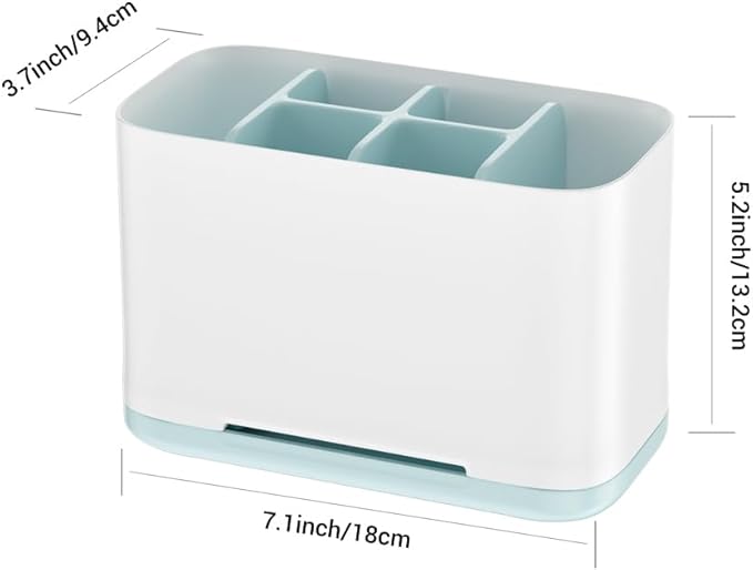 Toothbrush Holder, Toothpaste Holder with Anti-Slip Bottom, Electric Toothbrush Holder with Adjustable Dividers, Large Toothbrush Caddy Organizer Storage Detachable for Bathroom Shower Family Kids