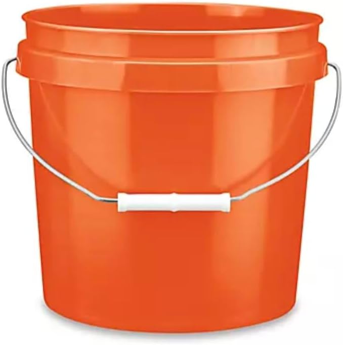 House Naturals 2 Gallon Food Grade Made in USA- BPA Free Bucket Pail Orange (3, Orange & White lids)