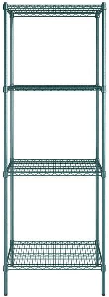 24" x 30" NSF Green Epoxy 4-Shelf Kit with 86" Posts, Heavy Duty Storage Shelving, Wire Shelving Kit, NSF Commercial Storage Rack Unit