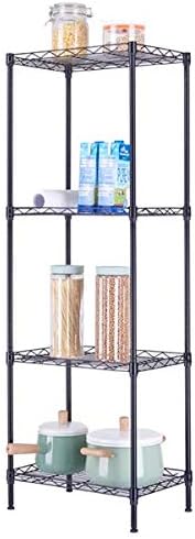 4 Tier Adjustable Storage Shelf Metal Storage Rack Wire Shelving Unit Storage Shelves Metal for Pantry Closet Kitchen Laundry (Black4)