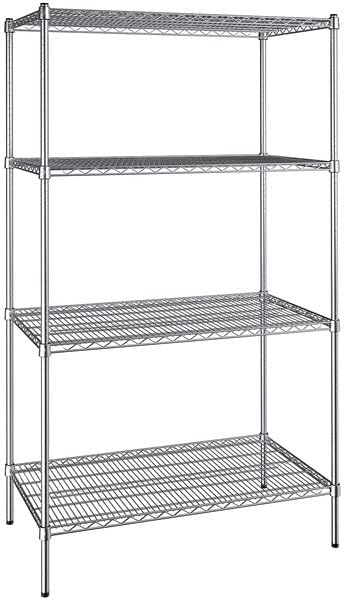 24" x 42" NSF Chrome 4-Shelf Kit with 74" Posts, Heavy Duty Storage Shelving, Wire Shelving Kit, NSF Commercial Storage Rack Unit