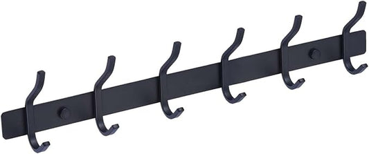AZW Coat Rack Wall Mount,Heavy Duty Stainless Steel Metal Coat Hooks Hanging for Robes Bags Keys Hat Clothes and Bathroom Door Towels Hanger(Matte Black 6 Hooks)-NeatNest