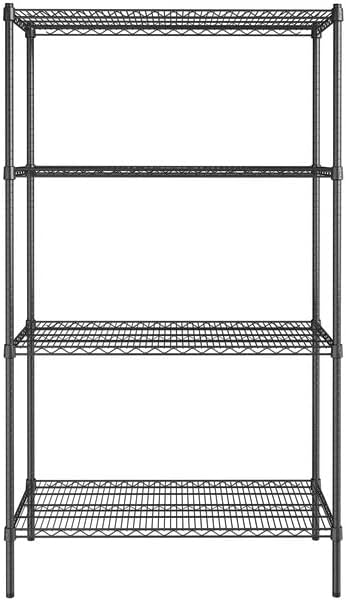 21" x 42" NSF Black Epoxy 4-Shelf Kit with 74" Posts, Heavy Duty Storage Shelving, Wire Shelving Kit, NSF Commercial Storage Rack Unit
