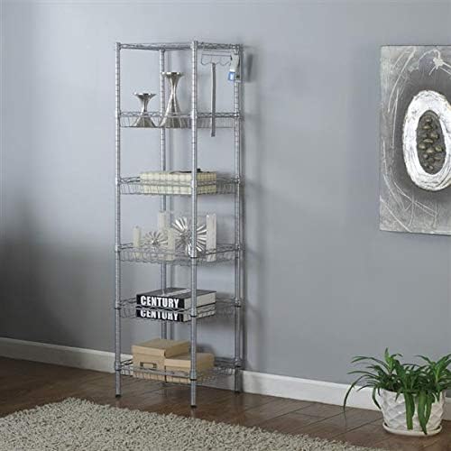 6 Tier Adjustable Storage Shelf Metal Storage Rack Wire Shelving Unit Storage Shelves for Pantry Closet Kitchen Laundry Bathroom (Silver15-6-Tier)