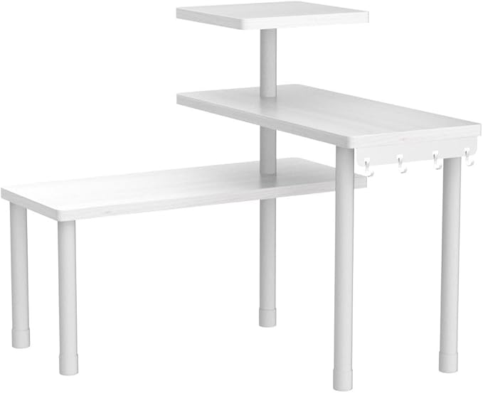 JayRex Bathroom Organizer Countertop Corner Shelf, 3 Tier Moveable Organizer for Make Up, Dresser Table, Desktop (White)-NeatNest