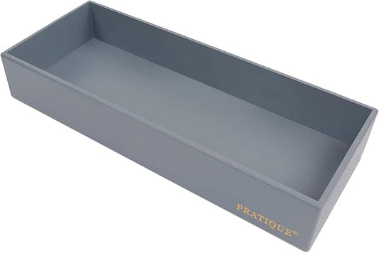 Bamboo Drawer Organizer - Kitchen Utensil Organizer Silverware Tray Cutlery Holder，Office Desk Supplies and Accessories,15 * 5.9 * 2.6,Grey-NeatNest