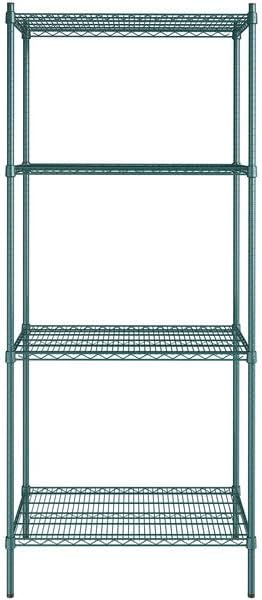 24" x 36" NSF Green Epoxy 4-Shelf Kit with 86" Posts, Heavy Duty Storage Shelving, Wire Shelving Kit, NSF Commercial Storage Rack Unit