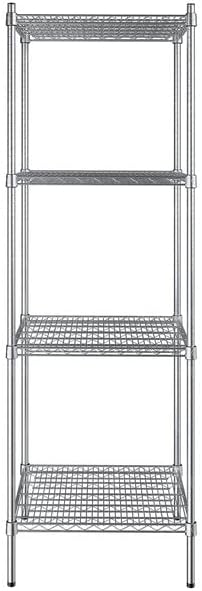 24" x 24" NSF Stainless Steel 4-Shelf Kit with 74" Posts, Heavy Duty Storage Shelving, Wire Shelving Kit, NSF Commercial Storage Rack Unit
