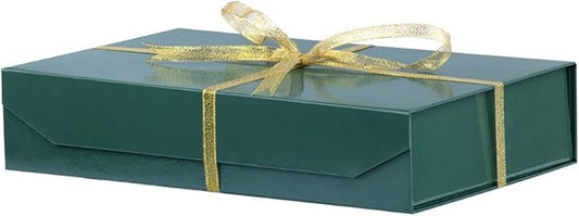 Green Gift Boxes with Lids - Small 12 x 8 x 2.7 Inches, Clothes Gift Boxes for Presents, Magnetic Closure, Bulk Cute Box for Packaging (Glossy Surface)-NeatNest