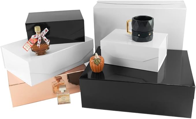 1PCS Silver Gift Box 9.5x7x4 Inches, Sturdy Gift Box with Lid for Gift Packaging, Foldable Magnetic Closure Storage Boxes, Bridesmaid proposal box, Rectangle Collapsible Box-NeatNest