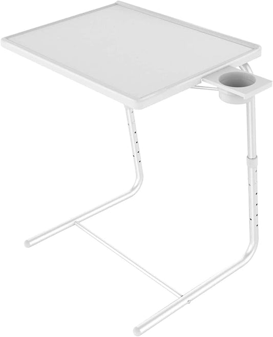 Adjustable TV Tray Table - TV Dinner Tray on Bed & Sofa, Comfortable Folding Table with 6 Height & 3 Tilt Angle Adjustments (White)-NeatNest