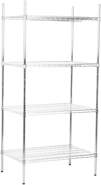 24" x 36" NSF Stainless Steel 4-Shelf Kit with 74" Posts, Heavy Duty Storage Shelving, Wire Shelving Kit, NSF Commercial Storage Rack Unit