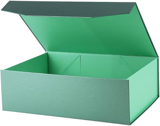 Green Large Gift Box with Lid 13x9x4 Inch, Foldable Magnetic Gift Boxes,Groomsman Box Bridesmaid Proposal Box for Clothes-NeatNest