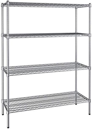18" x 48" NSF Chrome 4-Shelf Kit with 64" Posts, Heavy Duty Storage Shelving, Wire Shelving Kit, NSF Commercial Storage Rack Unit
