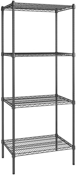 21" x 30" NSF Black Epoxy 4-Shelf Kit with 74" Posts, Heavy Duty Storage Shelving, Wire Shelving Kit, NSF Commercial Storage Rack Unit
